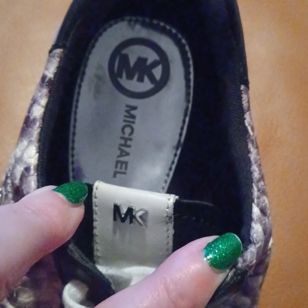 > Michael Kors Black and White Snakeskin Sneakers Women's Size 10